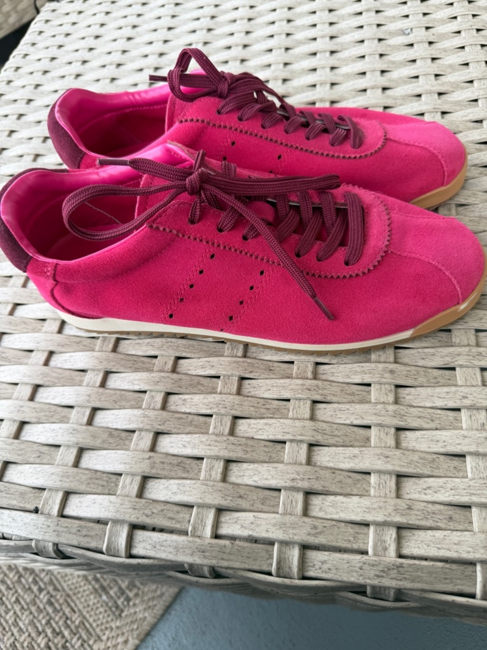 Steve Madden Fuchsia Suede Lace-Up Sneakers with Gum Sole